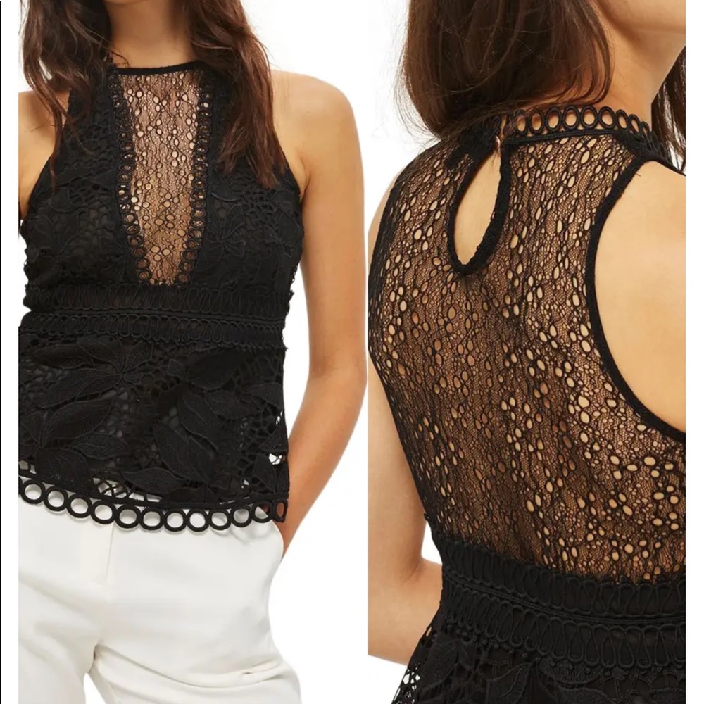 Top Shop lace sleeveless top size 8